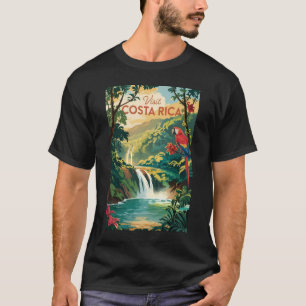 Costa Rica Papegoja Illustration Resa Konst Vintag T Shirt