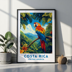 Costa Rica Papegoja Resemålning Väggkonst