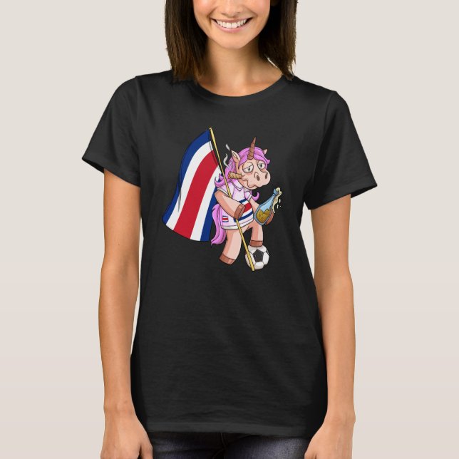 Costa Rica Party Unicorn T Shirt (Framsida)
