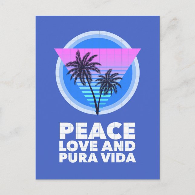 Costa Rica Peace Kärlek och Pura Vida Vykort (Framsida)