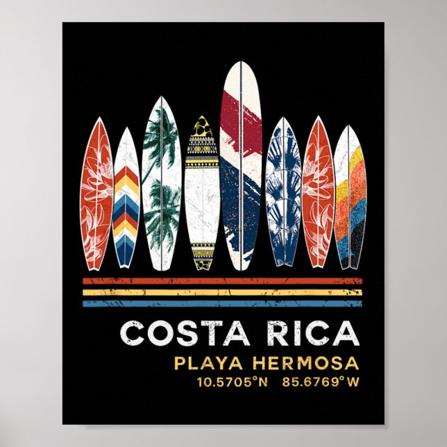 Costa Rica Playa Hermosa Surfning Poster (Framsidan)