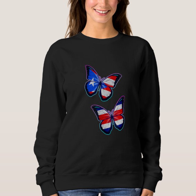 Costa Rica Puerto Rico bicultural roots Butterfly  T Shirt (Framsida)