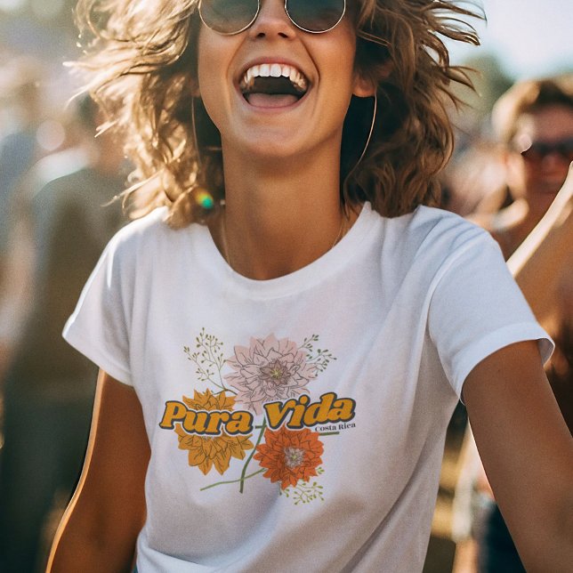 Costa Rica Pura Vida Botanical Flowers T Shirt (Costa Rica Pura Vida Botanical Flowers T-Shirt)