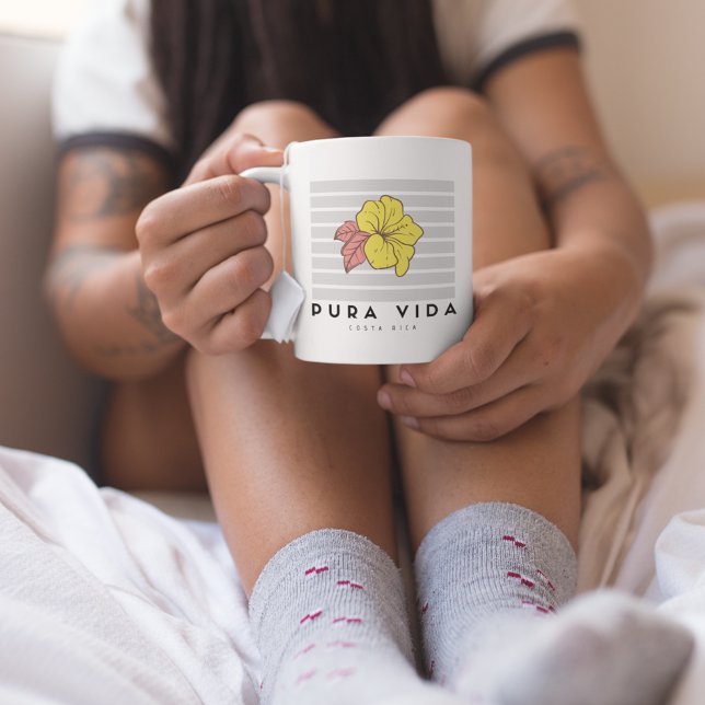 Costa Rica Pura Vida Hibiscus Flower Kaffemugg (Costa Rica Pura Vida Hibiscus Flower Coffee Mug)