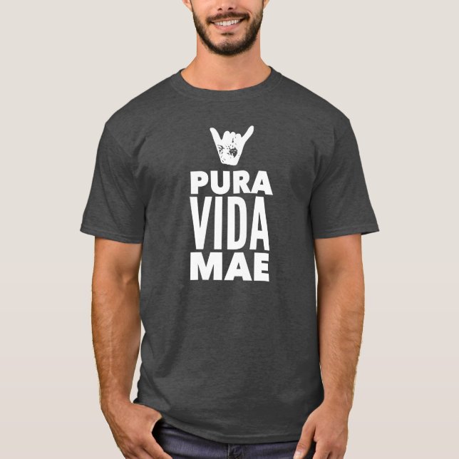 Costa Rica Pura Vida Mae Shaka Sign Surfing T Shirt (Framsida)
