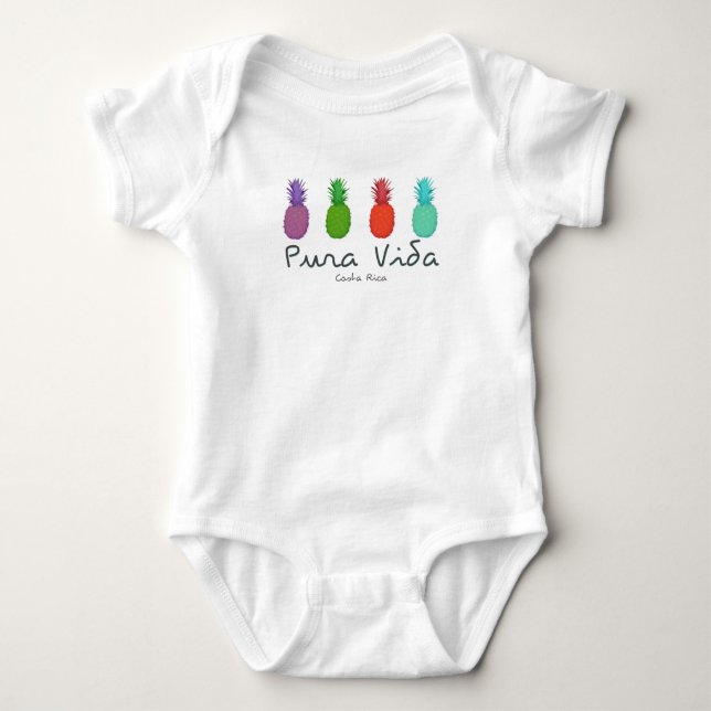 Costa Rica Pura Vida Pineapples Baby T-shirt (Framsida)
