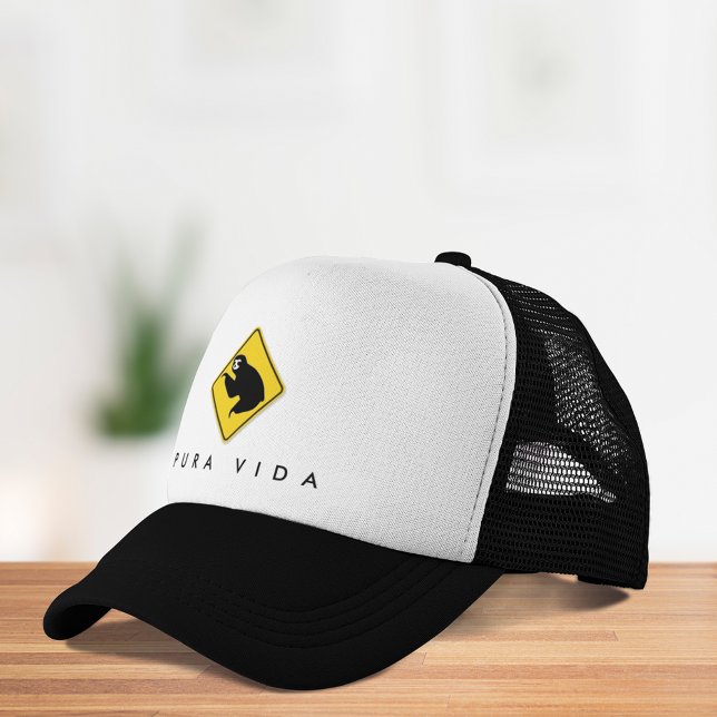 Costa Rica Pura Vida Sloth Crossing Keps (Costa Rica Pura Vida Sloth Crossing Trucker Hat)