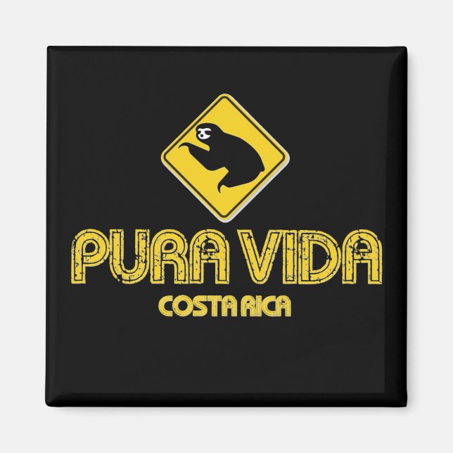 Costa Rica Pura Vida Sloth Crossing Magnet (Framsidan)