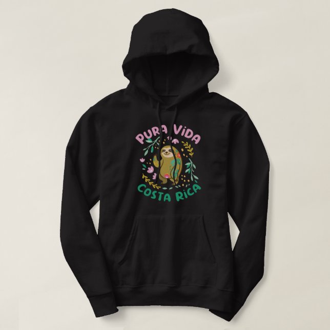 Costa Rica Pura Vida Sloth Hoodie (Design framsida)