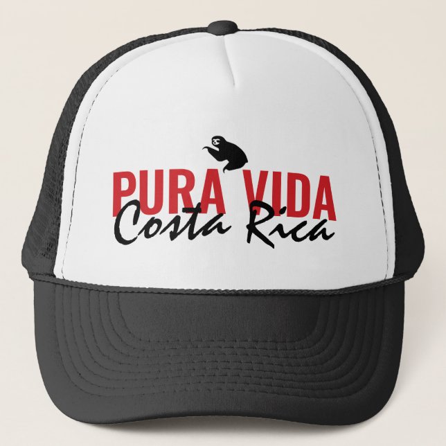 Costa Rica Pura Vida Sloth Manar behoBlack Keps (Framsida)