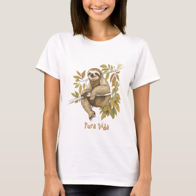 Costa Rica Pura Vida Sloth Shirt T Shirt (Framsida)