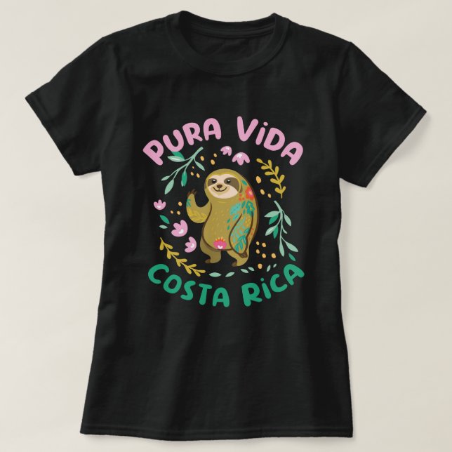 Costa Rica Pura Vida Sloth T Shirt (Design framsida)
