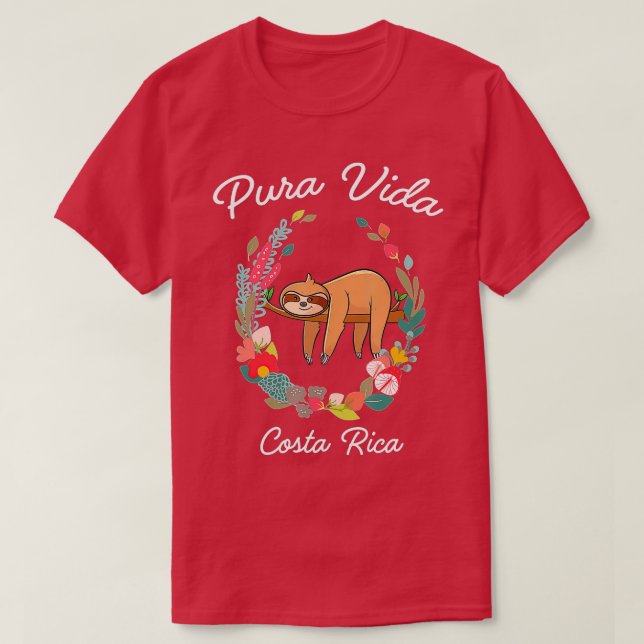 Costa Rica Pura Vida Sloth T Shirt (Design framsida)