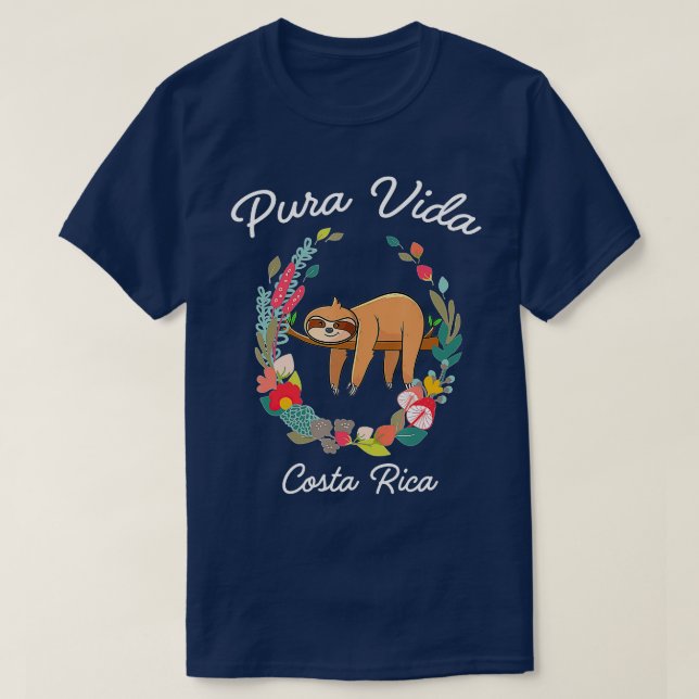 Costa Rica Pura Vida Sloth T Shirt (Design framsida)