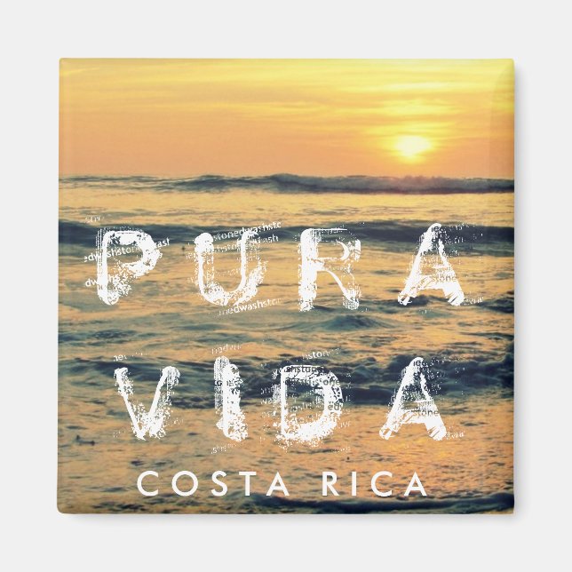 Costa Rica Pura Vida Sunset Souvenir Magnet (Framsidan)