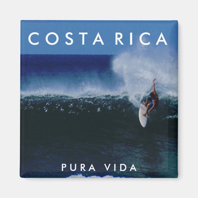 Costa Rica Pura Vida Surfa Souvenir Magnet (Framsidan)