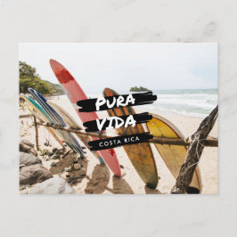 Costa Rica Pura Vida Surfboard-fotovykort Vykort
