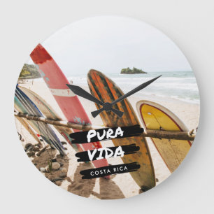 Costa Rica Pura Vida Surfboard Photo Stor Klocka