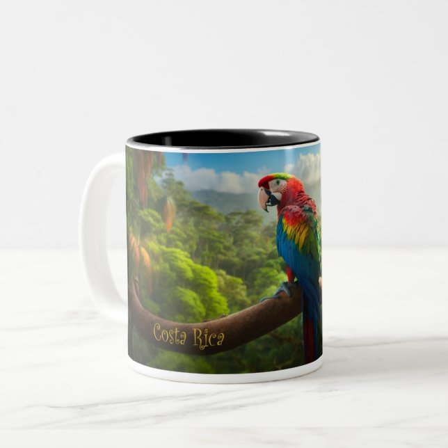 Costa Rica Rainforest - Vild Parrot Coffee Mugg (Framsida vänster)