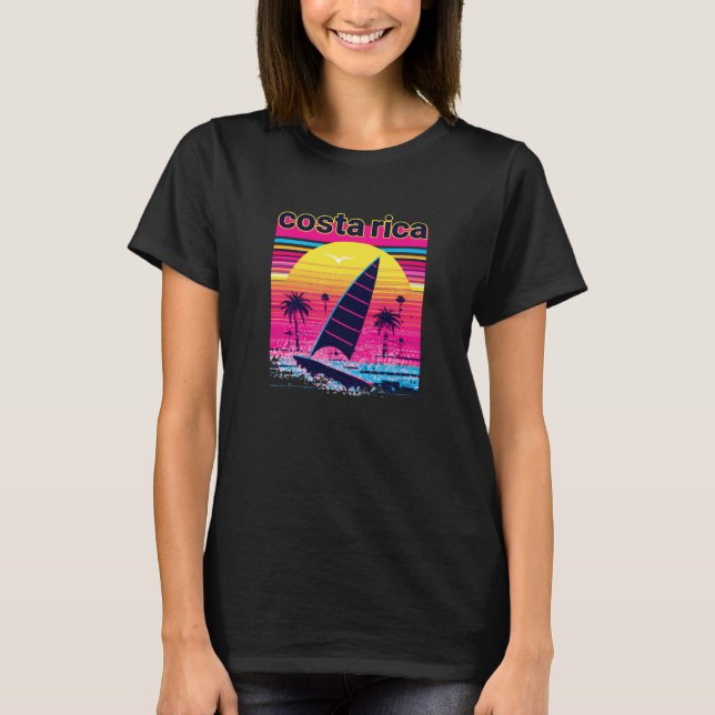 Costa Rica Retro 80-talet Stil Souvenir Beach T Shirt (Framsida)
