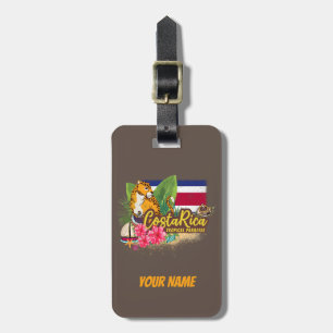 Costa Rica retro big cat vintage flagga Souvenir Bagagebricka