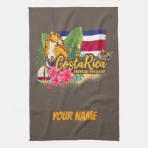 Costa Rica retro big cat vintage flagga Souvenir