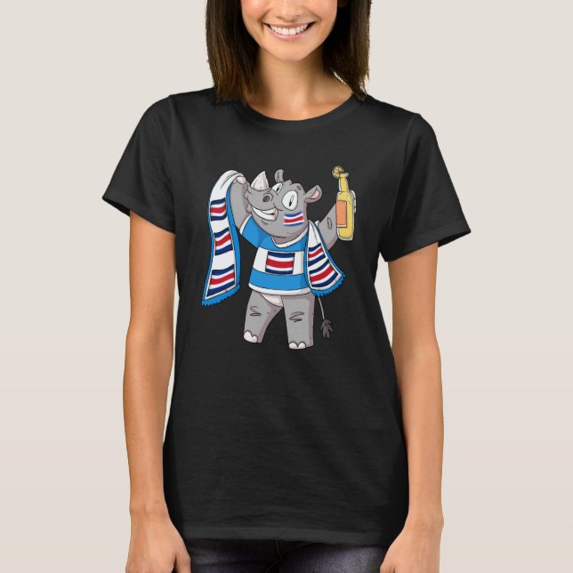Costa Rica Rhino Fan T Shirt (Framsida)