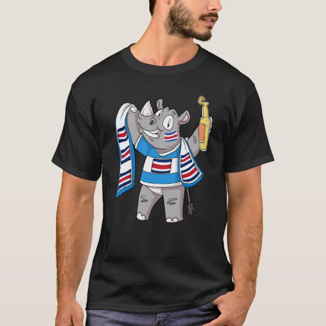 Costa Rica Rhino Fan T Shirt (Framsida)