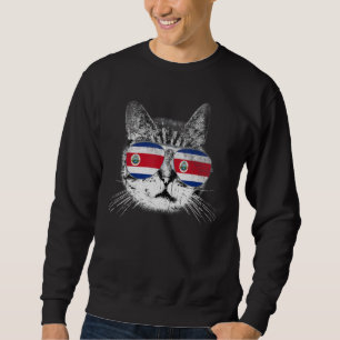 Costa Rica Rican Flagga Land Roots Cat Pride Lång Ärmad Tröja
