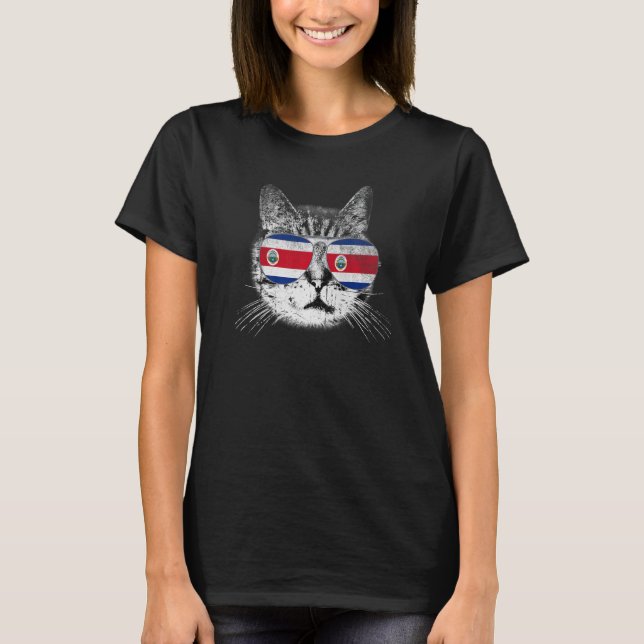 Costa Rica Rican Flagga Land Roots Cat Pride T Shirt (Framsida)