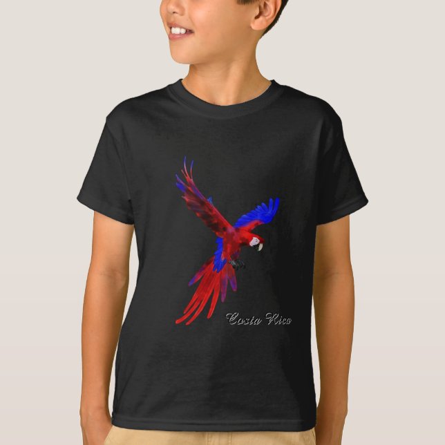 Costa Rica röd Macaw T Shirt (Framsida)