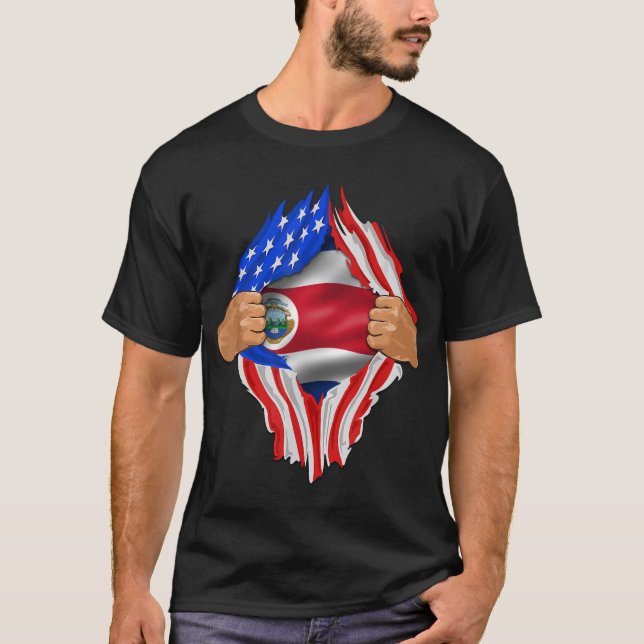 Costa Rica Roots USA flagga Patriotic Costa Rican T Shirt (Framsida)