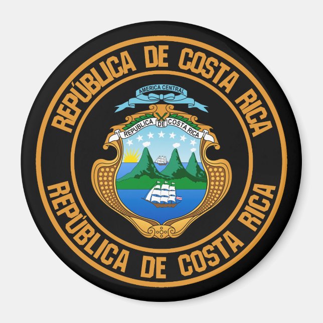 Costa Rica Round Emblem Magnet (Framsidan)