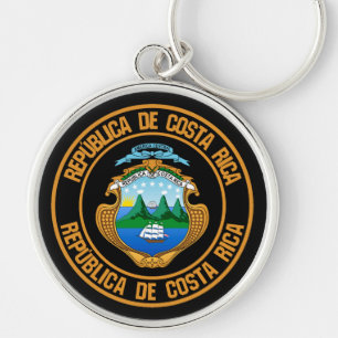 Costa Rica Round Emblem Rund Silverfärgad Nyckelring