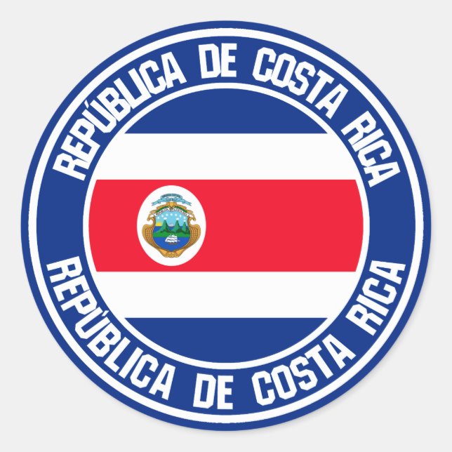 Costa Rica Round Emblem Runt Klistermärke (Framsida)