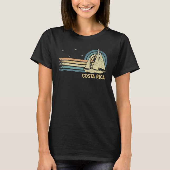 Costa Rica Sailing Vacation Boating Captain Sailbo T Shirt (Framsida)