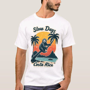 Costa Rica Senguånge Vintage Solnedgång Resa Vecto T Shirt