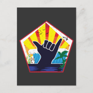 Costa Rica Shaka Sign Surfing Surfer Gift Vykort