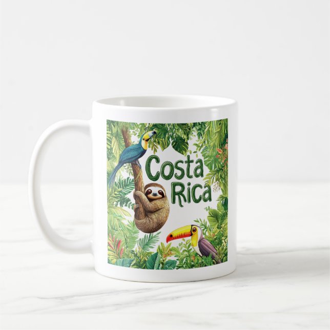 Costa Rica-slätte, tukan och rödögd Träd Frog Kaffemugg (Vänster)
