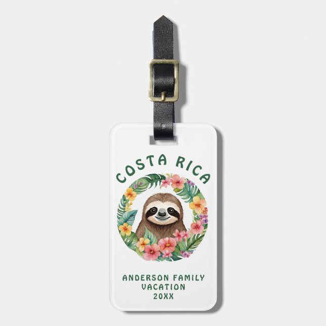 Costa Rica Sloth Bagagebricka (Vertikal Framsida)