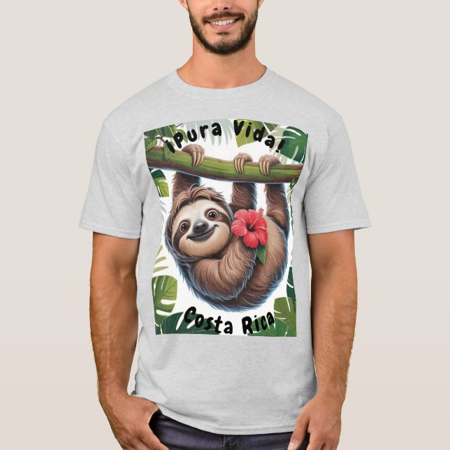 Costa Rica Sloth holding flower T-shirt (Framsida)