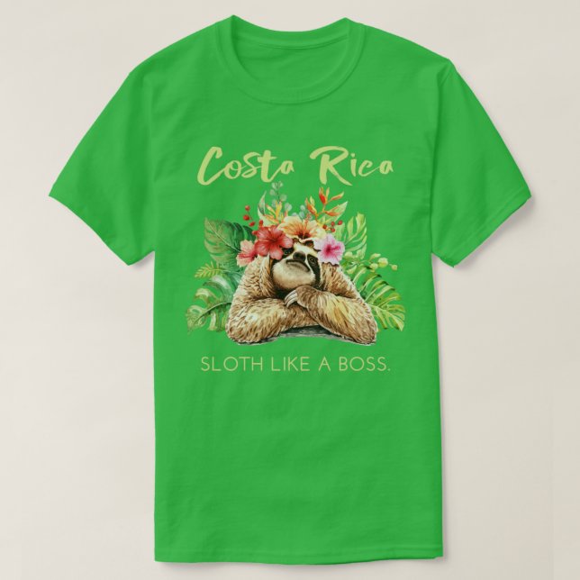 Costa Rica Sloth som en Chef-vacation Souvenir Gif T Shirt (Design framsida)