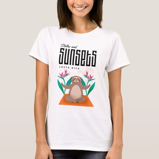 Costa Rica Sloths och Sunsets T Shirt (Framsida)