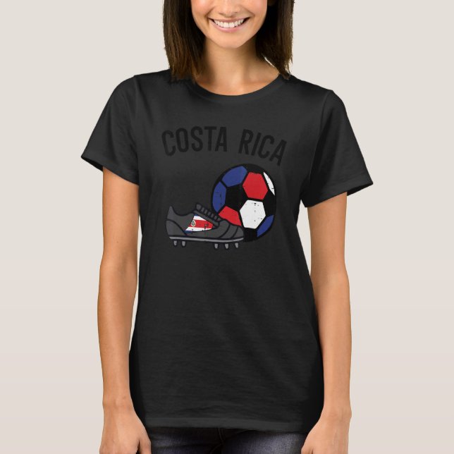 Costa Rica Soccer Ball Shoes Football Fläkt Manar  T Shirt (Framsida)