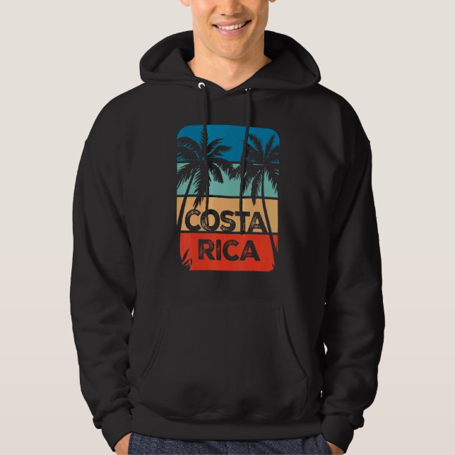 Costa Rica Souvenir Travel Vacation Resa Retro Sol Hoodie (Framsida)