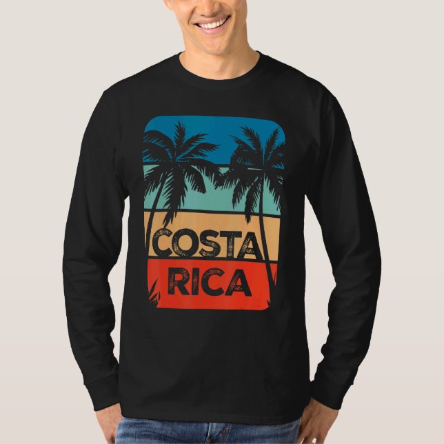 Costa Rica Souvenir Travel Vacation Resa Retro Sol T Shirt (Framsida)