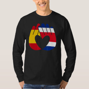 Costa Rica Spanien, Flagga Vänskap Brotherree Händ T Shirt