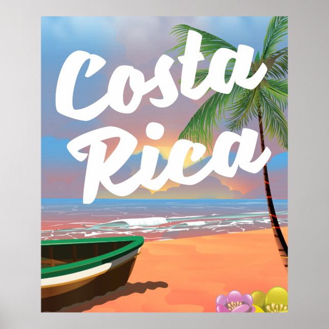 Costa Rica strand reseskylt Poster (Framsidan)