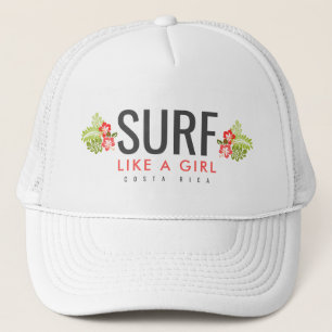 Costa Rica-Surfan som en flicka, Hibiscus-blomma Keps