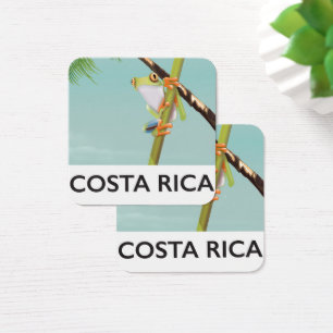 Costa Rica Trädkrökt Semester affisch Fyrkantigt Visitkort